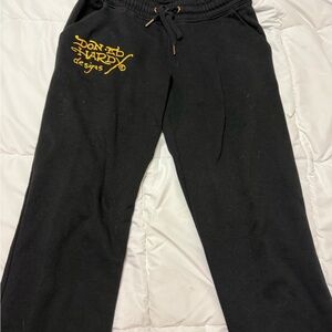 Ed Hardy Black Joggers with Gold Design